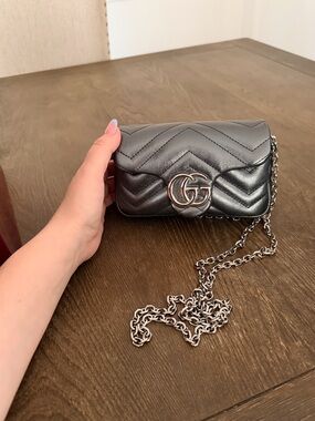 Gucci Metallic Silver GG Marmont Mini New crossbody bag